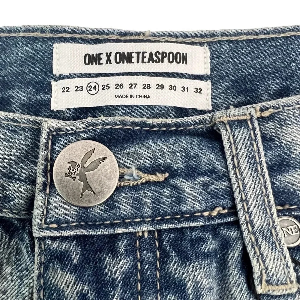 One Teaspoon Le Wolves Distressed Cutoff Jean Shorts High Rise Size 24 US 2 NEW